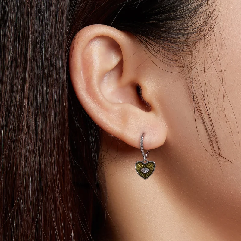 (image for) Pandora Style Love Devil Eyes - Lemon Yellow Hoop Earrings - SCE1270-YE - View 4