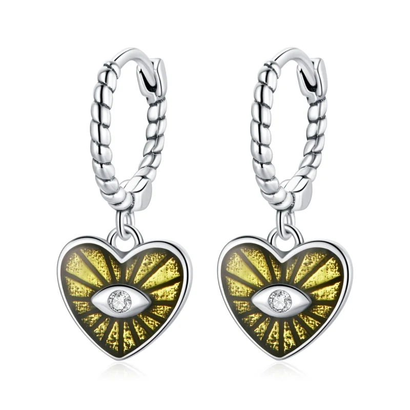 (image for) Pandora Style Love Devil Eyes - Lemon Yellow Hoop Earrings - SCE1270-YE - Product Image