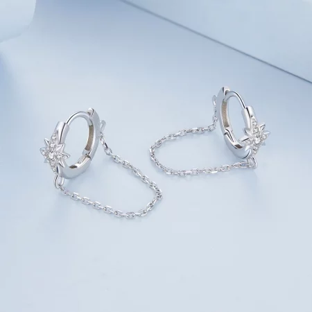 Pandora Style Mans Star Hoop Earrings - BSE699
