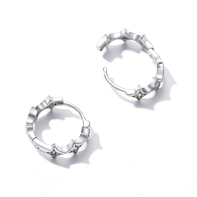(image for) Pandora Style Mans Star Hoop Earrings - SCE1389 - View 4