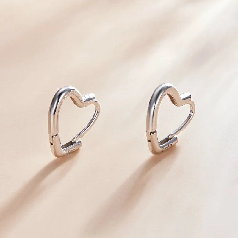(image for) Pandora Style Metal Heart Hoop Earrings - SCE1174-A - View 2