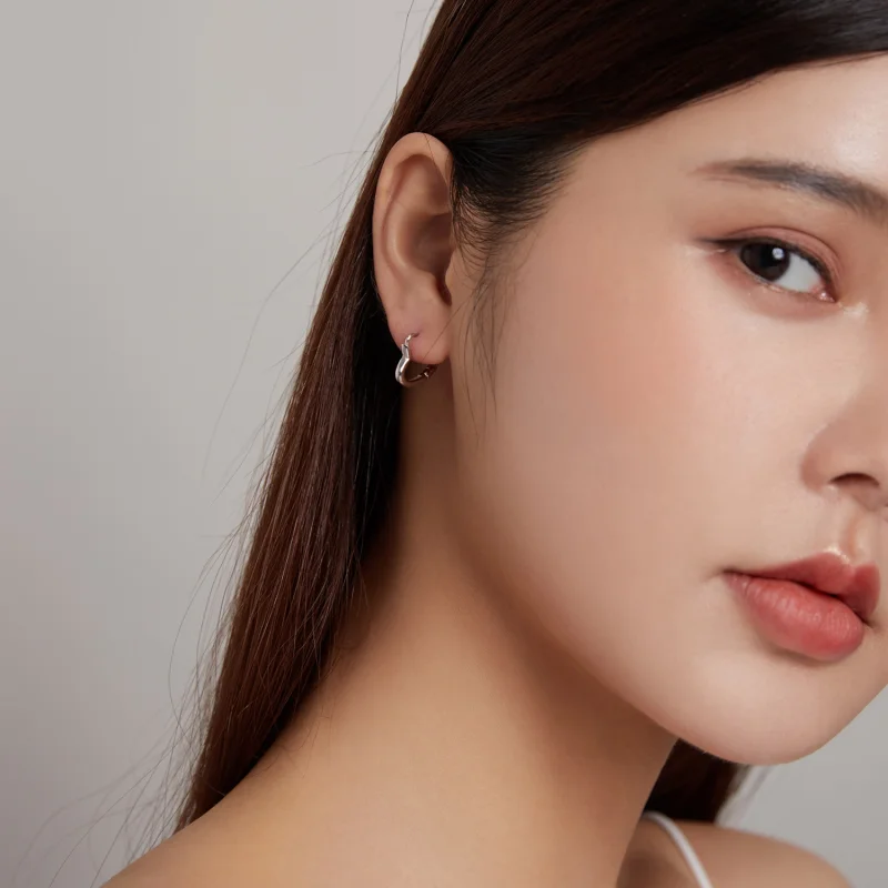 (image for) Pandora Style Metal Heart Hoop Earrings - SCE1174-A - View 5