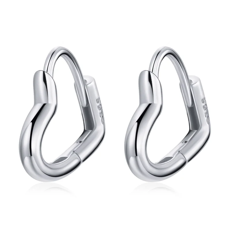 (image for) Pandora Style Metal Heart Hoop Earrings - SCE1174-A - Product Image