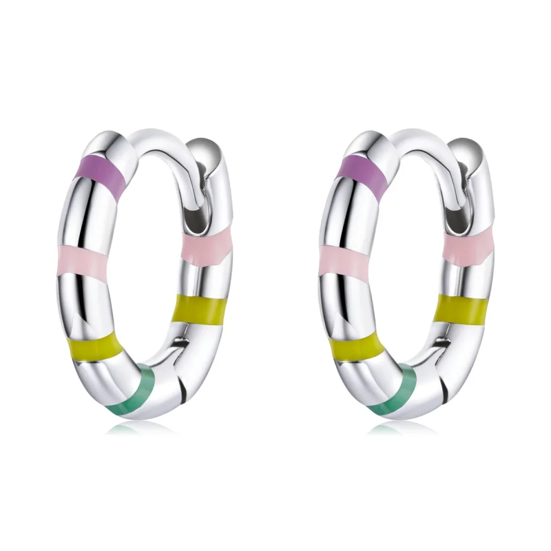 (image for) Pandora Style Mini Ribbon Hoop Earrings - SCE1284 - Product Image