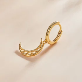 Pandora Style Minimalism - Crescent Hoop Earrings - SCE1191 Pandora Style Minimalism - Crescent Hoop Earrings - SCE1191