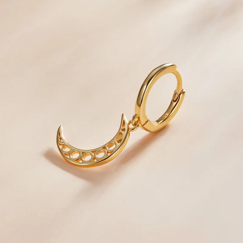 (image for) Pandora Style Minimalism - Crescent Hoop Earrings - SCE1191 - View 2