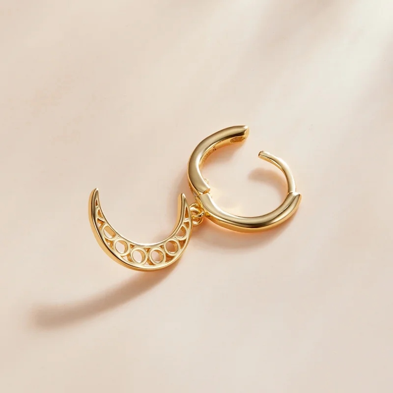 (image for) Pandora Style Minimalism - Crescent Hoop Earrings - SCE1191 - View 3