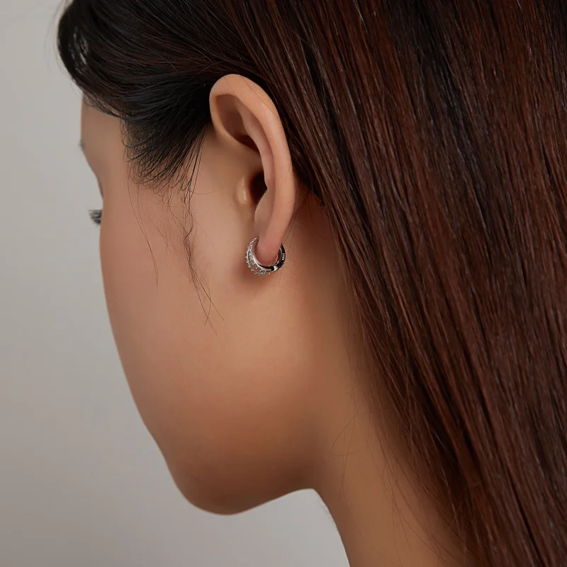 (image for) Pandora Style Modern Woman Hoop Earrings - SCE1187-A - View 6