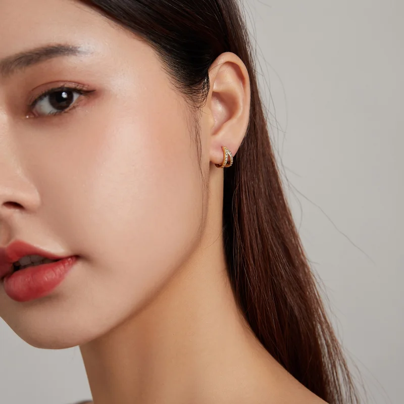 (image for) Pandora Style Modern Woman Hoop Earrings - SCE1187-B - View 5