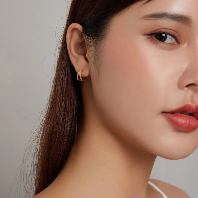 (image for) Pandora Style Modern Woman Hoop Earrings - SCE1187-B - View 6