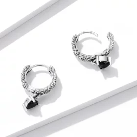 Pandora Style Night Rose Hoop Earrings - BSE535 Pandora Style Night Rose Hoop Earrings - BSE535