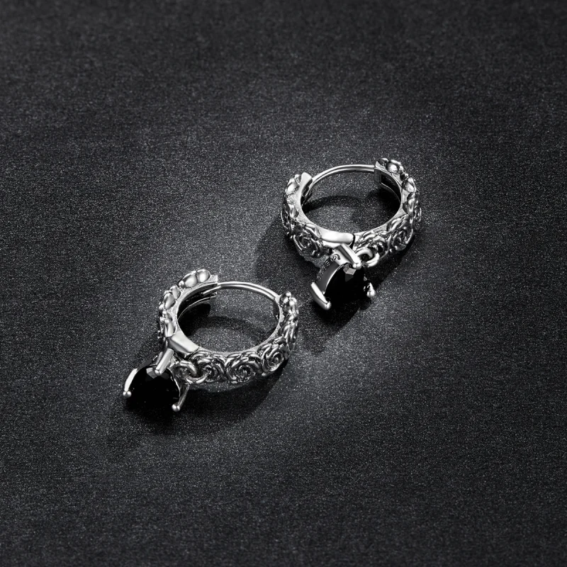 (image for) Pandora Style Night Rose Hoop Earrings - BSE535 - View 5