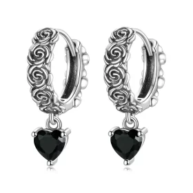 Pandora Style Night Rose Hoop Earrings - BSE535 Pandora Style Night Rose Hoop Earrings - BSE535