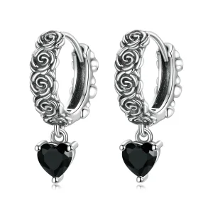 (image for) Pandora Style Night Rose Hoop Earrings - BSE535