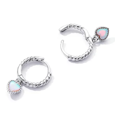 Pandora Style Opal Love Hoop Earrings - SCE1385