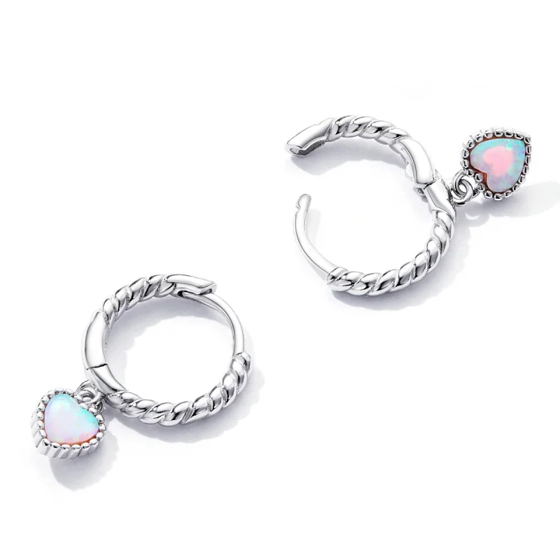 (image for) Pandora Style Opal Love Hoop Earrings - SCE1385 - View 4