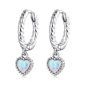 Pandora Style Opal Love Hoop Earrings - SCE1385 Pandora Style Opal Love Hoop Earrings - SCE1385