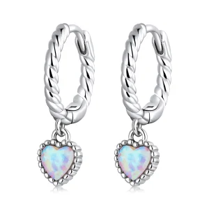 (image for) Pandora Style Opal Love Hoop Earrings - SCE1385