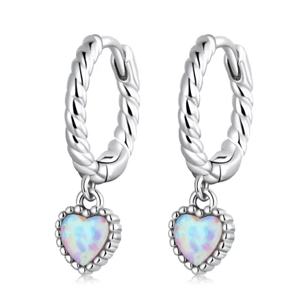 Pandora Style Opal Love Hoop Earrings - SCE1385