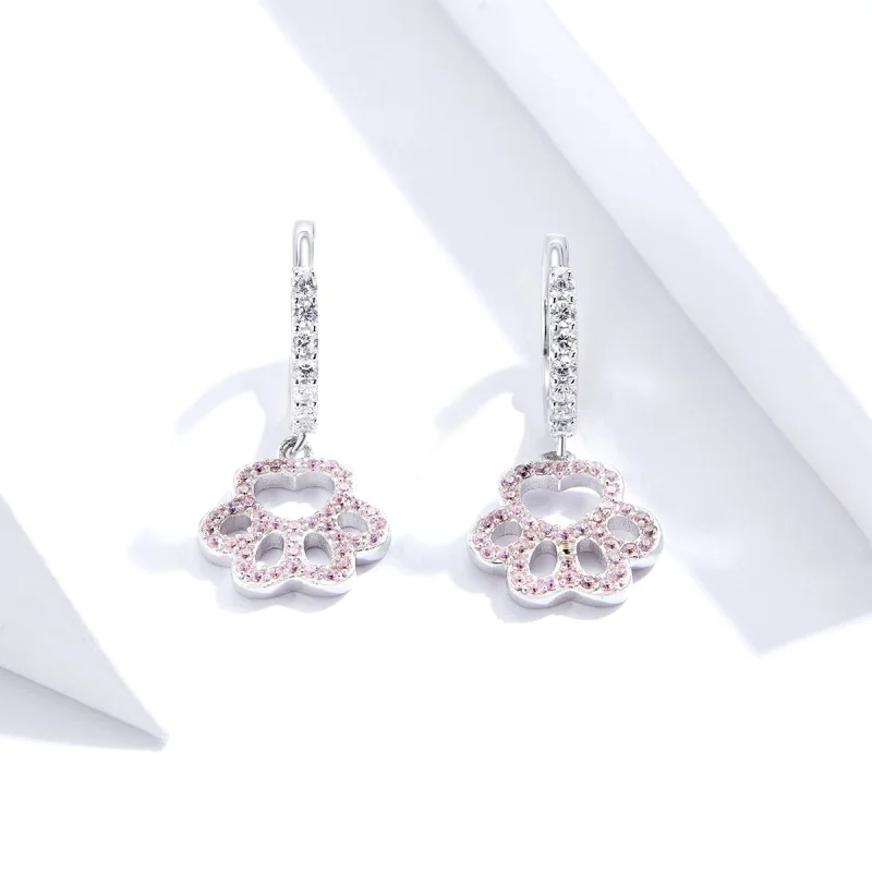 (image for) Pandora Style Pet Imprint Hoop Earrings - SCE771 - View 4