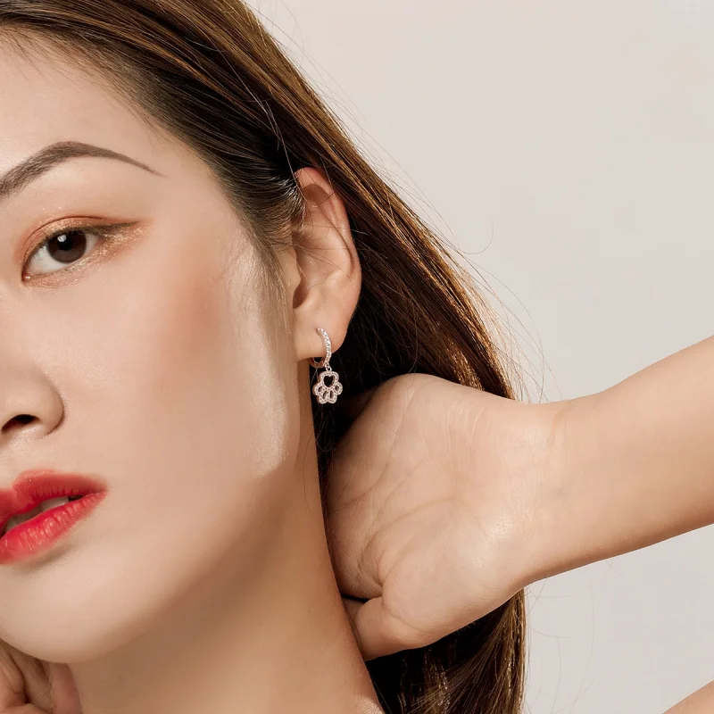 (image for) Pandora Style Pet Imprint Hoop Earrings - SCE771 - View 5