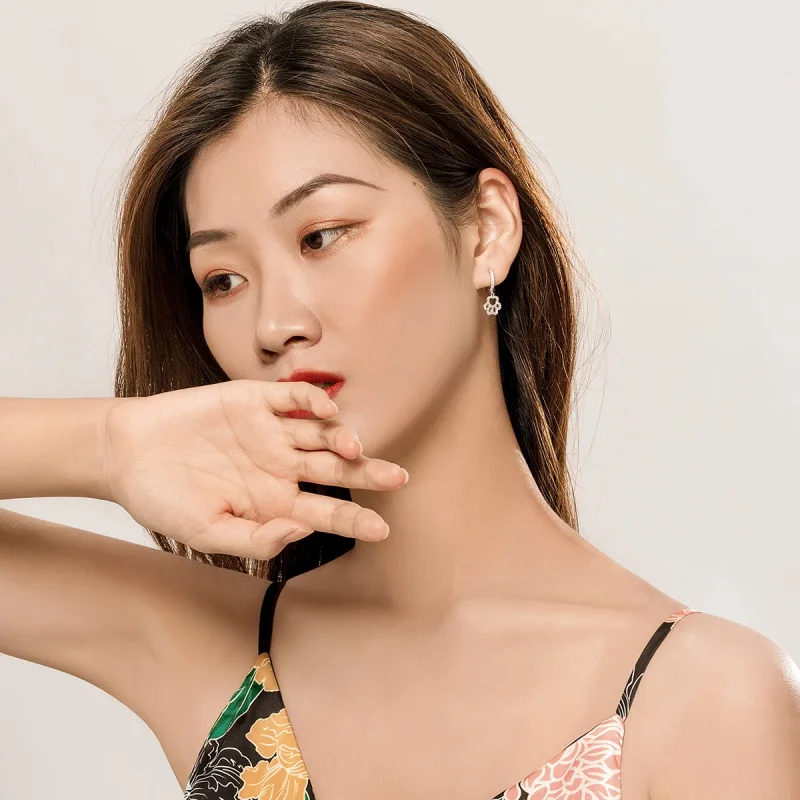 (image for) Pandora Style Pet Imprint Hoop Earrings - SCE771 - View 6