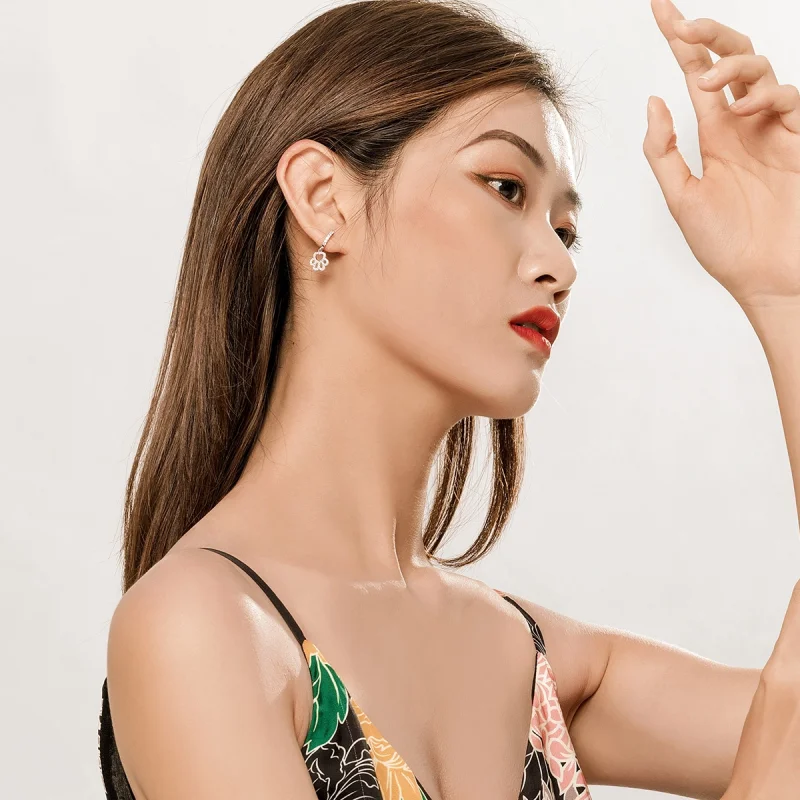 (image for) Pandora Style Pet Imprint Hoop Earrings - SCE771 - View 7