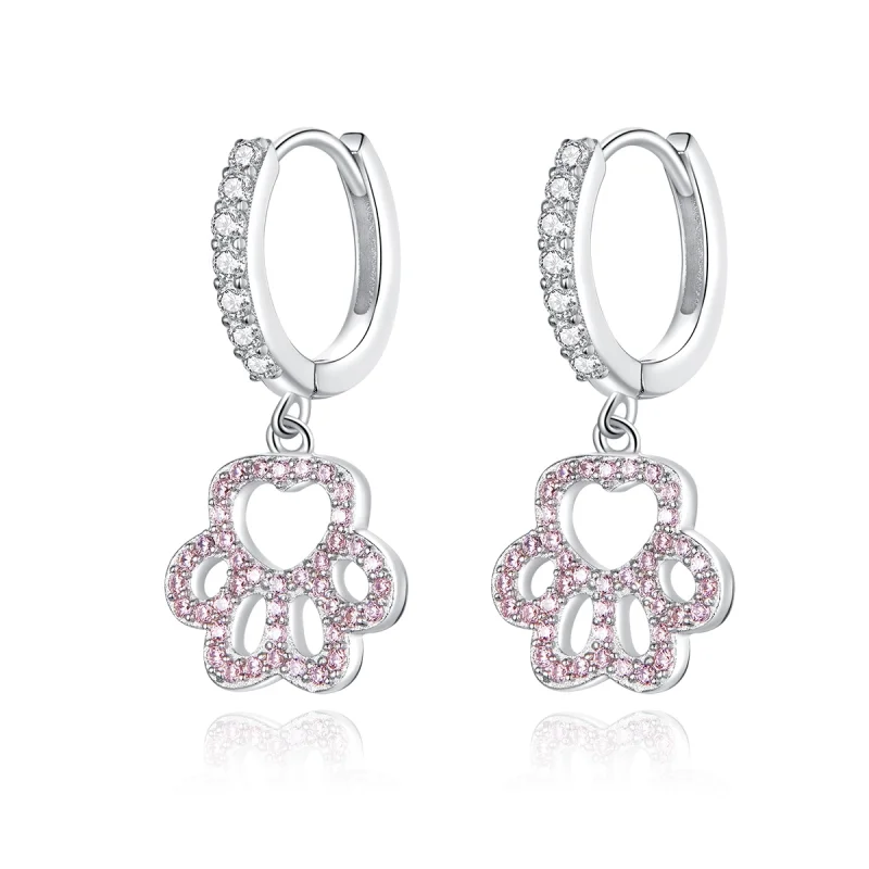 (image for) Pandora Style Pet Imprint Hoop Earrings - SCE771 - Product Image