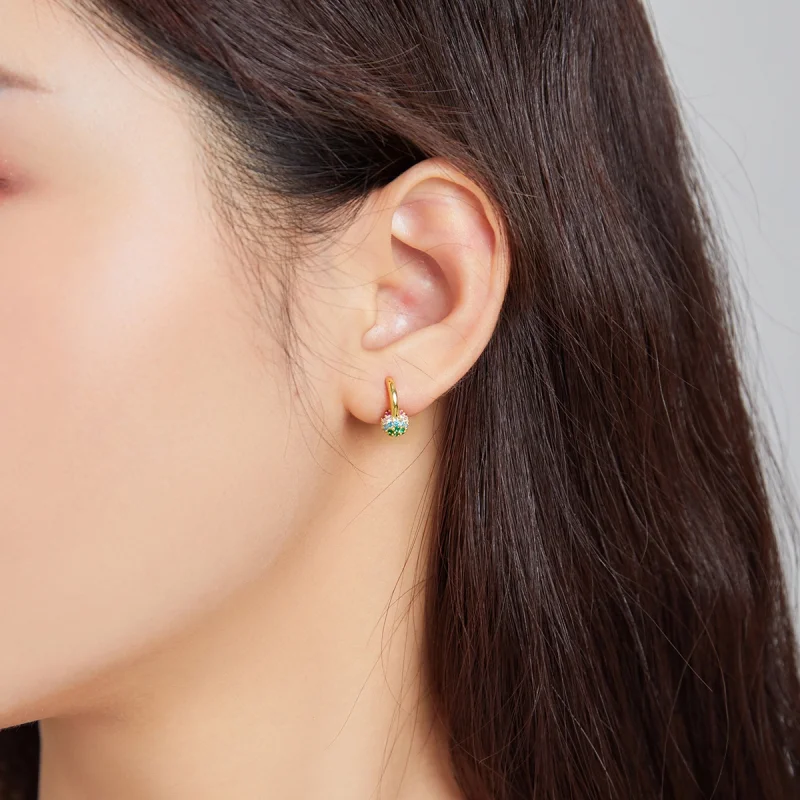 (image for) Pandora Style Rainbow Ball Hoop Earrings - SCE1100 - View 2