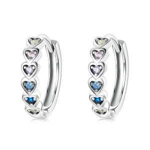 (image for) Pandora Style Rainbow Heart Hoop Earrings - SCE1275