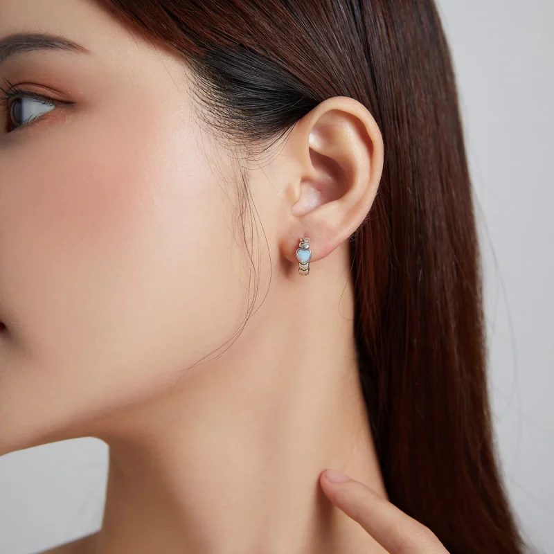 (image for) Pandora Style Rainbow Love Hoop Earrings - SCE1137 - View 5