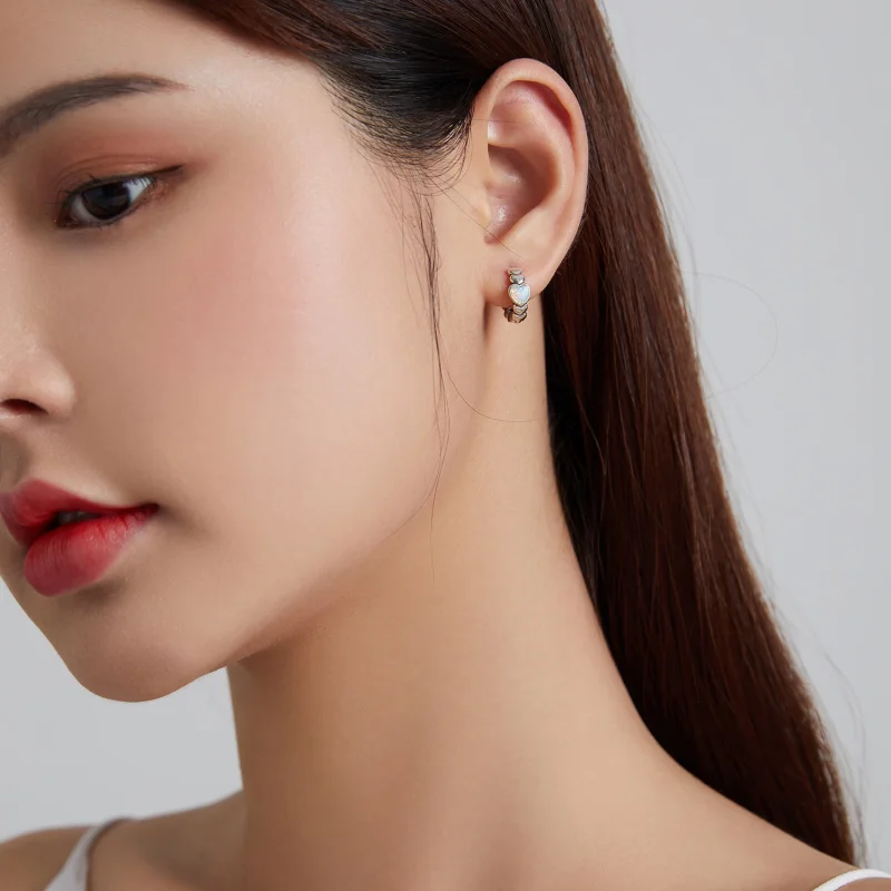 (image for) Pandora Style Rainbow Love Hoop Earrings - SCE1137 - View 6