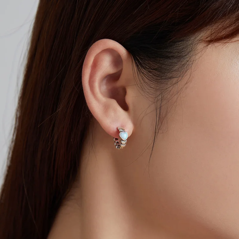 (image for) Pandora Style Rainbow Love Hoop Earrings - SCE1137 - View 7