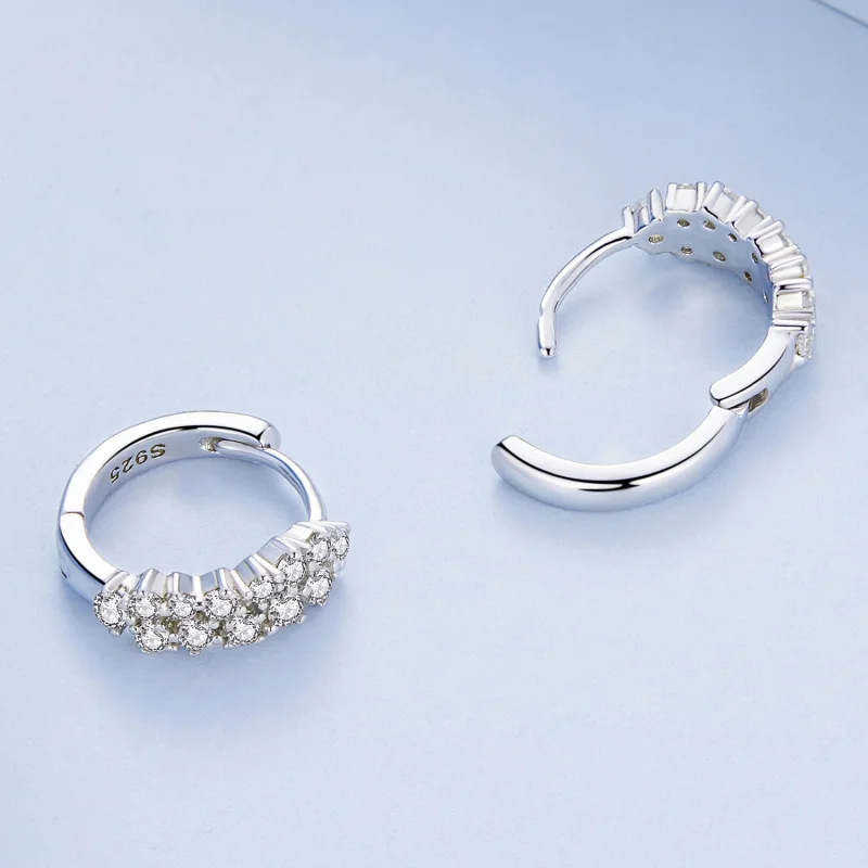 (image for) Pandora Style Refined Zircon Hoop Earrings - BSE730 - View 4