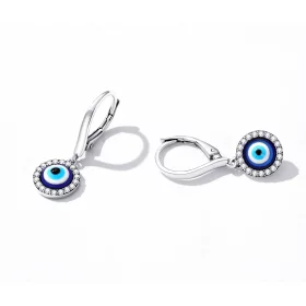 Pandora Style Resin Devil Eye Hoop Earrings - BSE638 Pandora Style Resin Devil Eye Hoop Earrings - BSE638