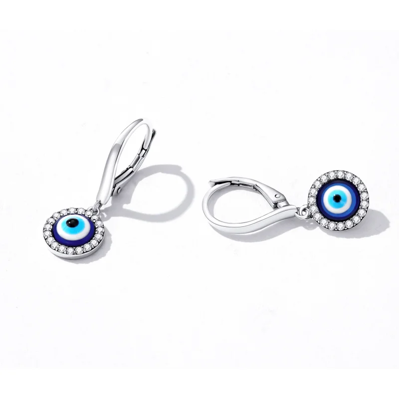 (image for) Pandora Style Resin Devil Eye Hoop Earrings - BSE638 - View 2
