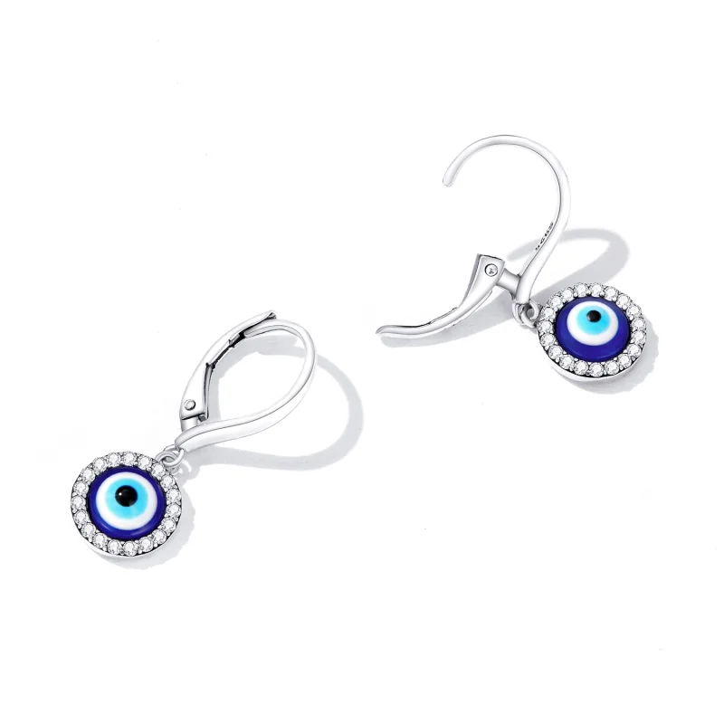 (image for) Pandora Style Resin Devil Eye Hoop Earrings - BSE638 - View 3