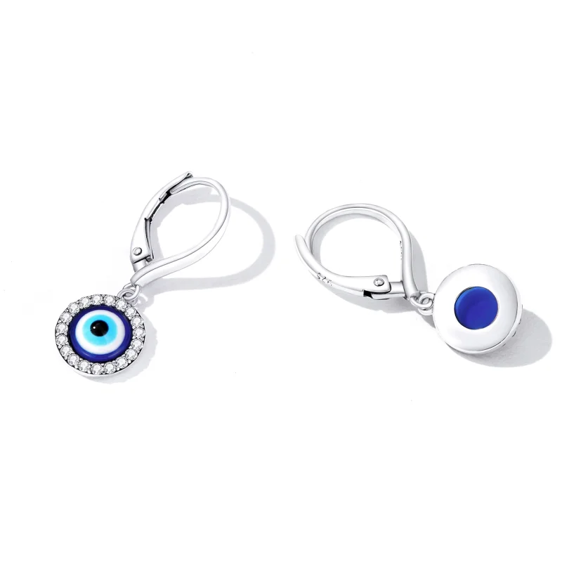 (image for) Pandora Style Resin Devil Eye Hoop Earrings - BSE638 - View 4