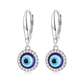 Pandora Style Resin Devil Eye Hoop Earrings - BSE638 Pandora Style Resin Devil Eye Hoop Earrings - BSE638