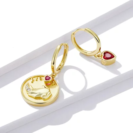 Pandora Style Rhino and Heart Hoop Earrings - BSE369-R