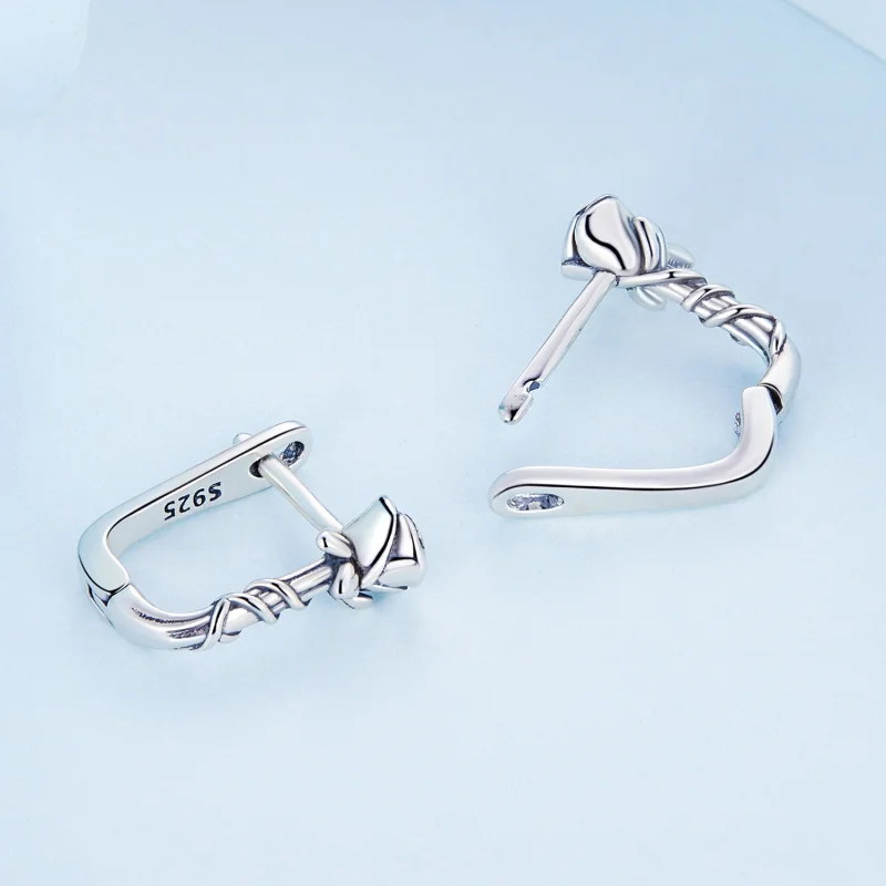 (image for) Pandora Style Roses Hoop Earrings - BSE716 - View 3