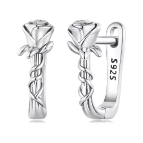 Pandora Style Roses Hoop Earrings - BSE716 Pandora Style Roses Hoop Earrings - BSE716