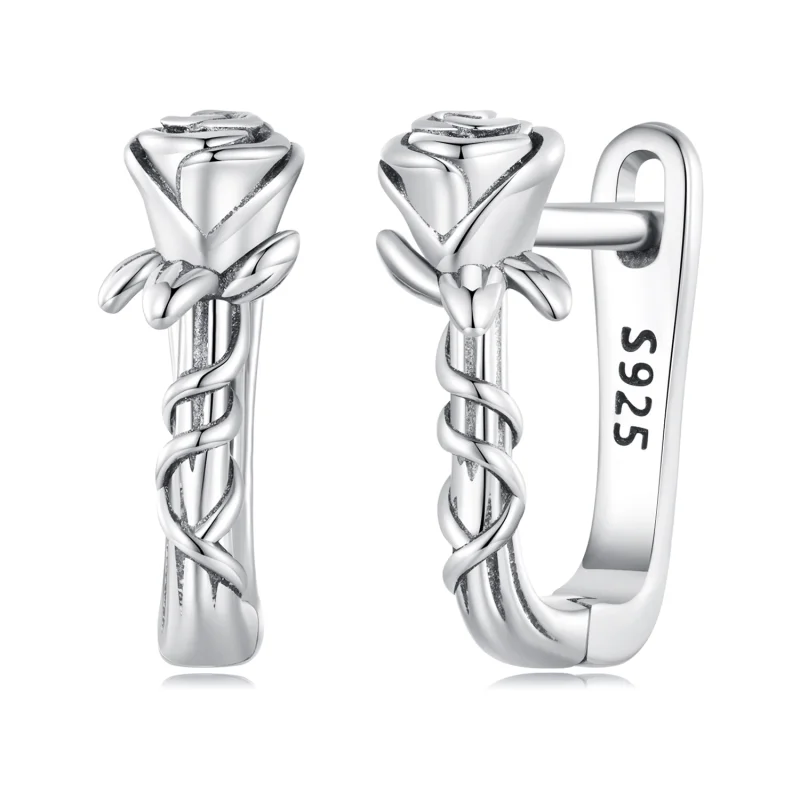 (image for) Pandora Style Roses Hoop Earrings - BSE716 - Product Image