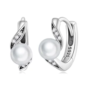 (image for) Pandora Style Shell Beads Hoop Earrings - BSE710