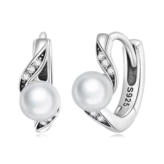 Pandora Style Shell Beads Hoop Earrings - BSE710
