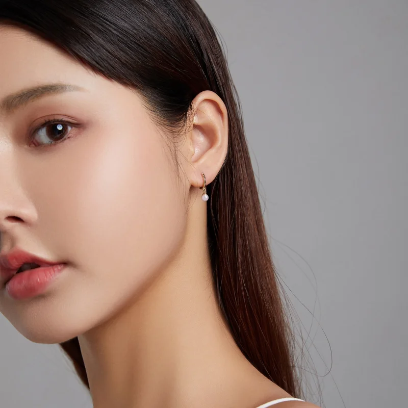 (image for) Pandora Style Shell Beads Hoop Earrings - SCE1257 - View 7