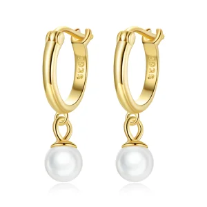 (image for) Pandora Style Shell Beads Hoop Earrings - SCE1257