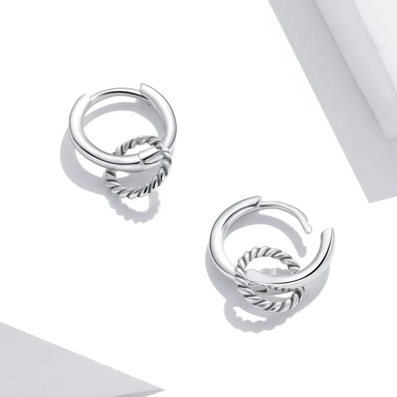 (image for) Pandora Style Shuanghuan Hoop Earrings - SCE1199 - View 2