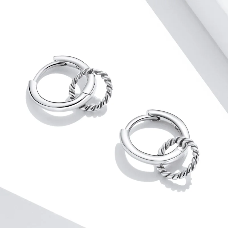 (image for) Pandora Style Shuanghuan Hoop Earrings - SCE1199 - View 3