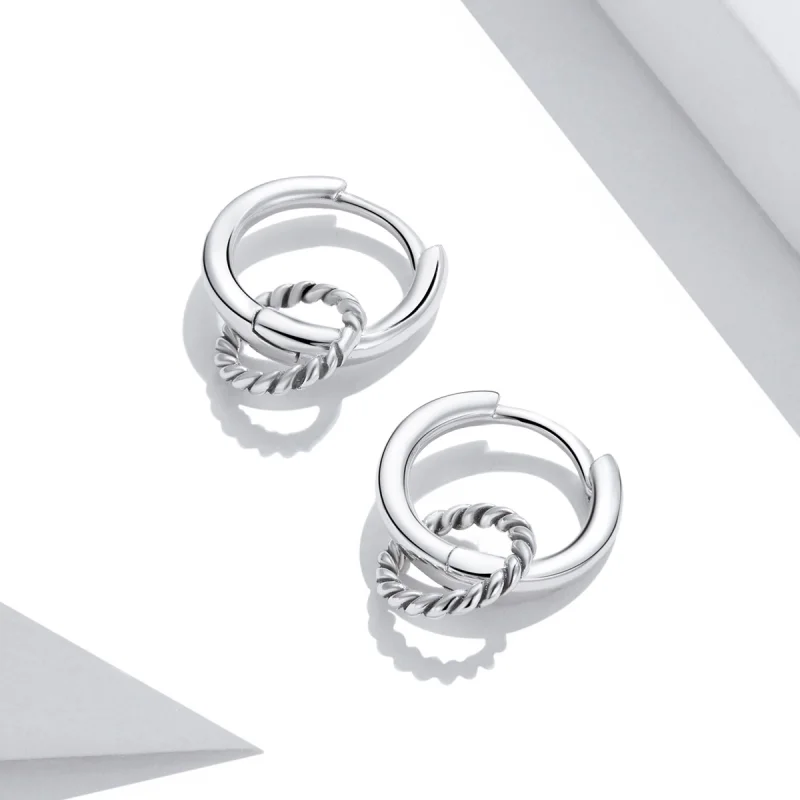 (image for) Pandora Style Shuanghuan Hoop Earrings - SCE1199 - View 4